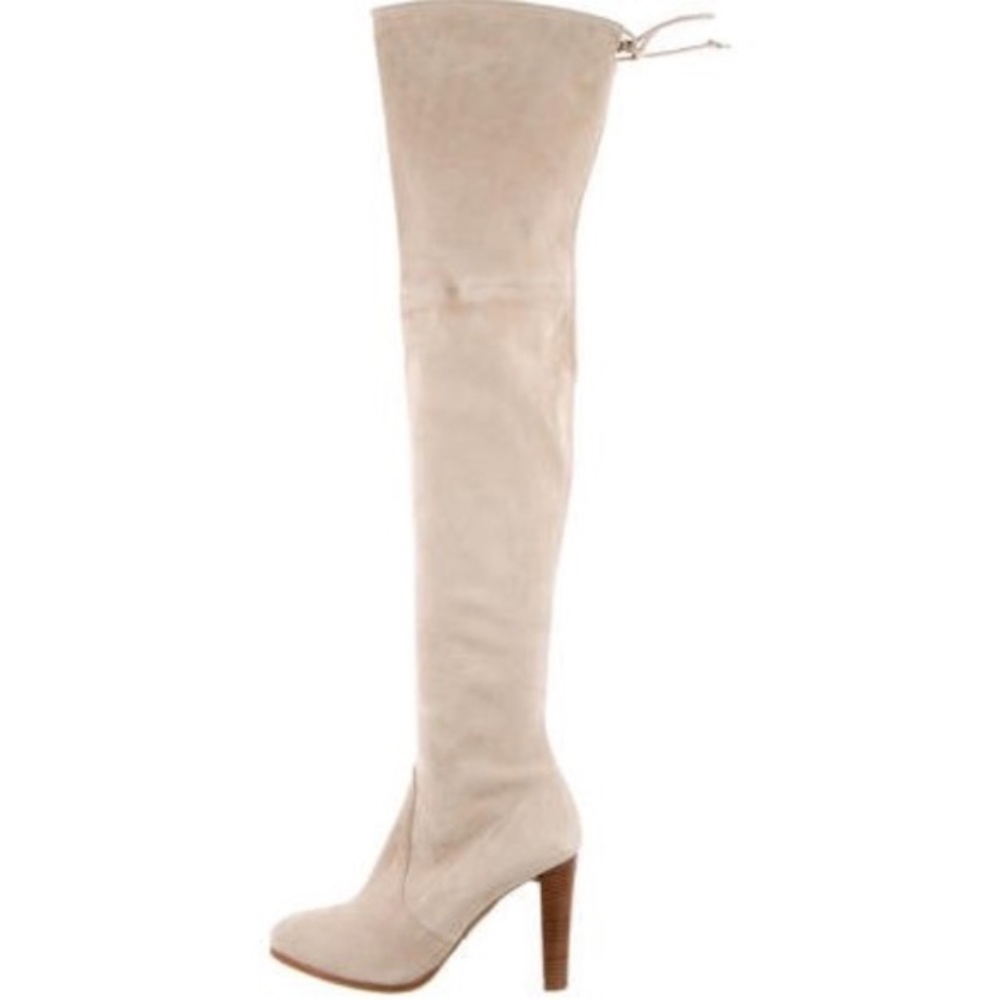 STUART WEITZMAN SUEDE THIGH HEELED BOOTS
